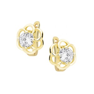 Cercei argint placati cu aur galben cu tortita model floare cu piatra DiAmanti Z1621DEG_W-DIA (Argint 925‰ 1,2 g.)